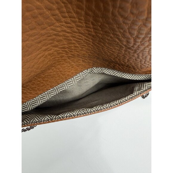 Modella Tan Faux Leather Foldover Clutch Crossbody Bag Chain Strap Purse - Picture 11 of 14